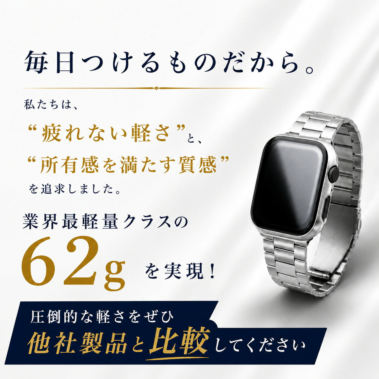 【超軽量スリム】アップルウォッチ対応 ステンレスバンド apple watch