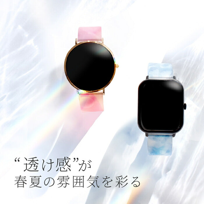 スマートウォッチ バンド レディース クリア 透明感 　夏　スケルトン ベルト 20mm  22mm バンド かわいい SINNIS