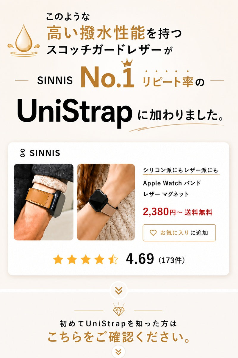 シリコン派にもレザー派にも刺さる1本】アップルウォッチ 防水レザー