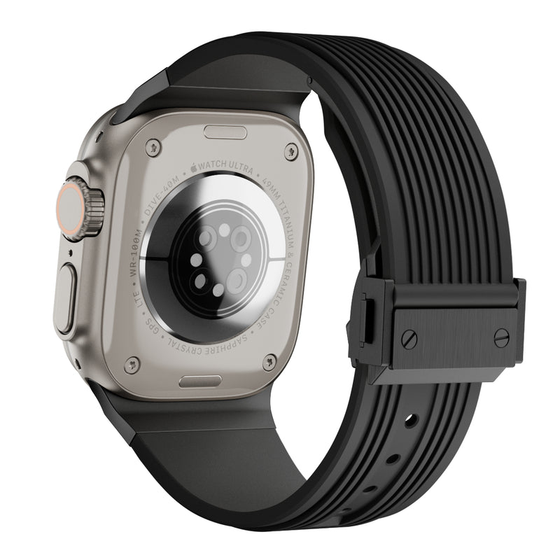 【スマートな存在感】アップルウォッチ 対応 バンド メンズにおすすめ Applewatch  高級 ラバー　ウルトラ