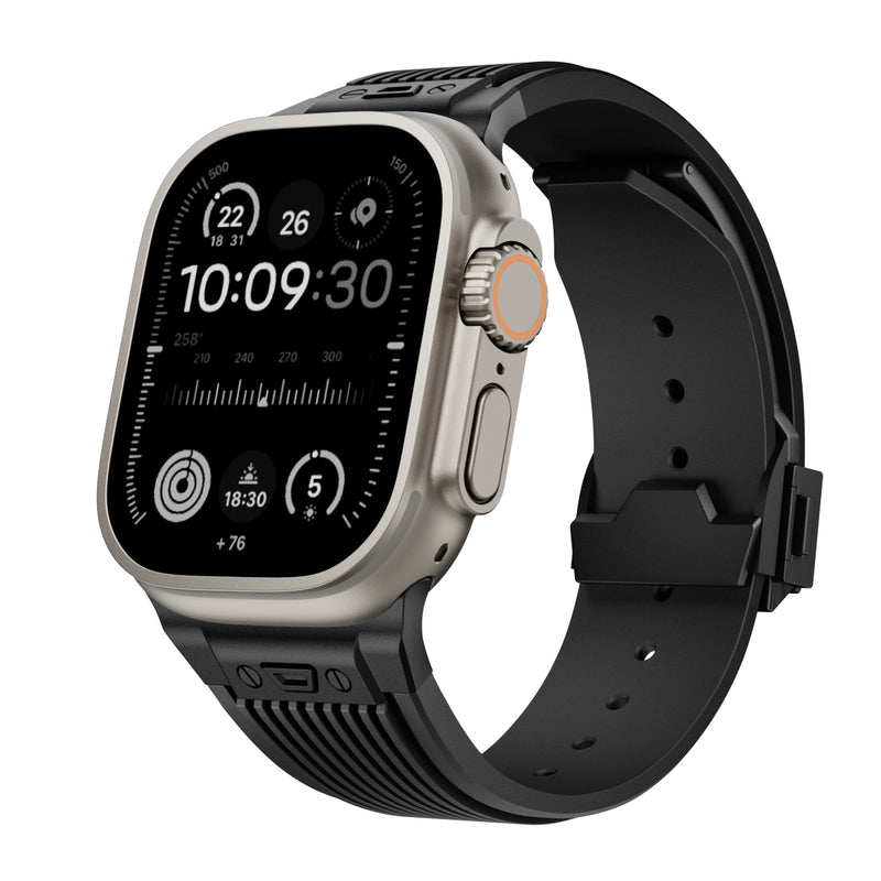【スマートな存在感】アップルウォッチ 対応 バンド メンズにおすすめ Applewatch  高級 ラバー　ウルトラ