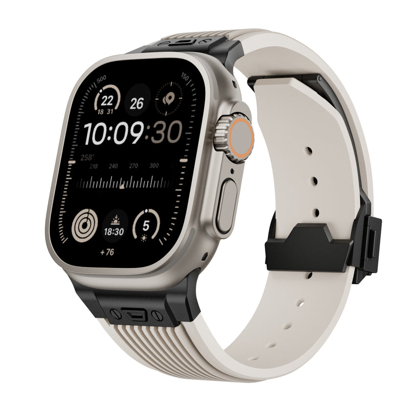 【スマートな存在感】アップルウォッチ 対応 バンド メンズにおすすめ Applewatch  高級 ラバー　ウルトラ