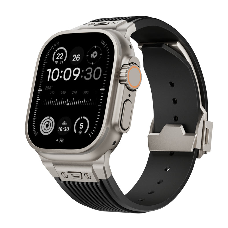 【スマートな存在感】アップルウォッチ 対応 バンド メンズにおすすめ Applewatch  高級 ラバー　ウルトラ