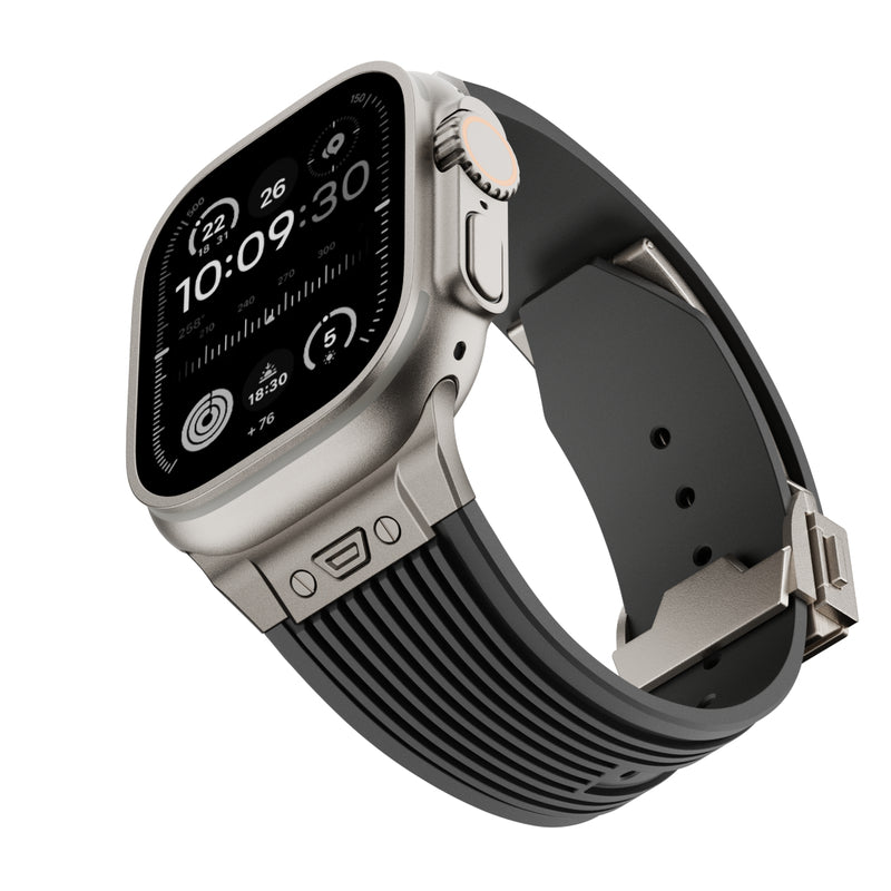 【スマートな存在感】アップルウォッチ 対応 バンド メンズにおすすめ Applewatch  高級 ラバー　ウルトラ