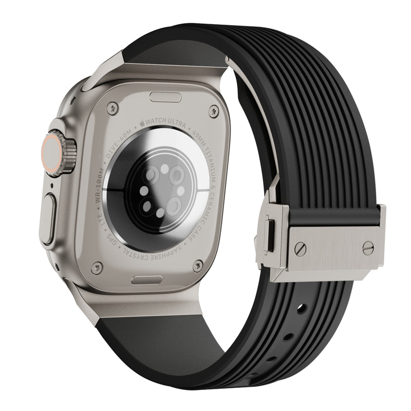 【スマートな存在感】アップルウォッチ 対応 バンド メンズにおすすめ Applewatch  高級 ラバー　ウルトラ