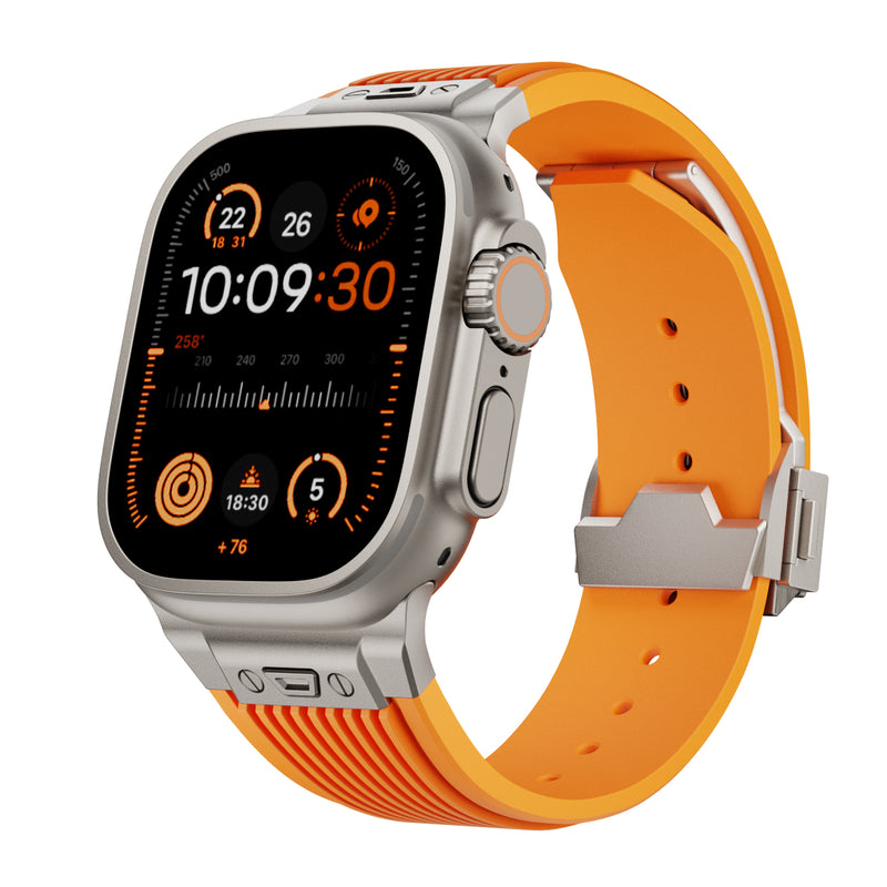 【スマートな存在感】アップルウォッチ 対応 バンド メンズにおすすめ Applewatch  高級 ラバー　ウルトラ