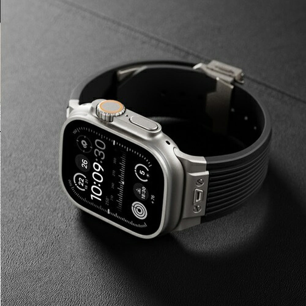 【スマートな存在感】アップルウォッチ 対応 バンド メンズにおすすめ Applewatch  高級 ラバー　ウルトラ