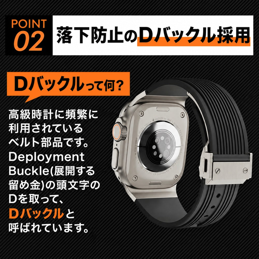 【スマートな存在感】アップルウォッチ 対応 バンド メンズにおすすめ Applewatch  高級 ラバー　ウルトラ