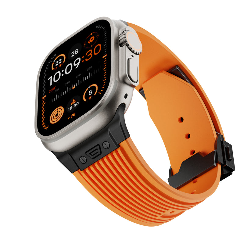 【スマートな存在感】アップルウォッチ 対応 バンド メンズにおすすめ Applewatch  高級 ラバー　ウルトラ