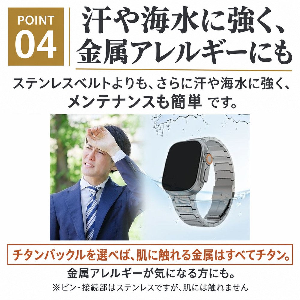 【DLC加工】アップルウォッチ用 チタンバンド  (TITAN FORT CLASSIC)　38mm 40mm 41mm 42mm 44mm 45mm 46mm