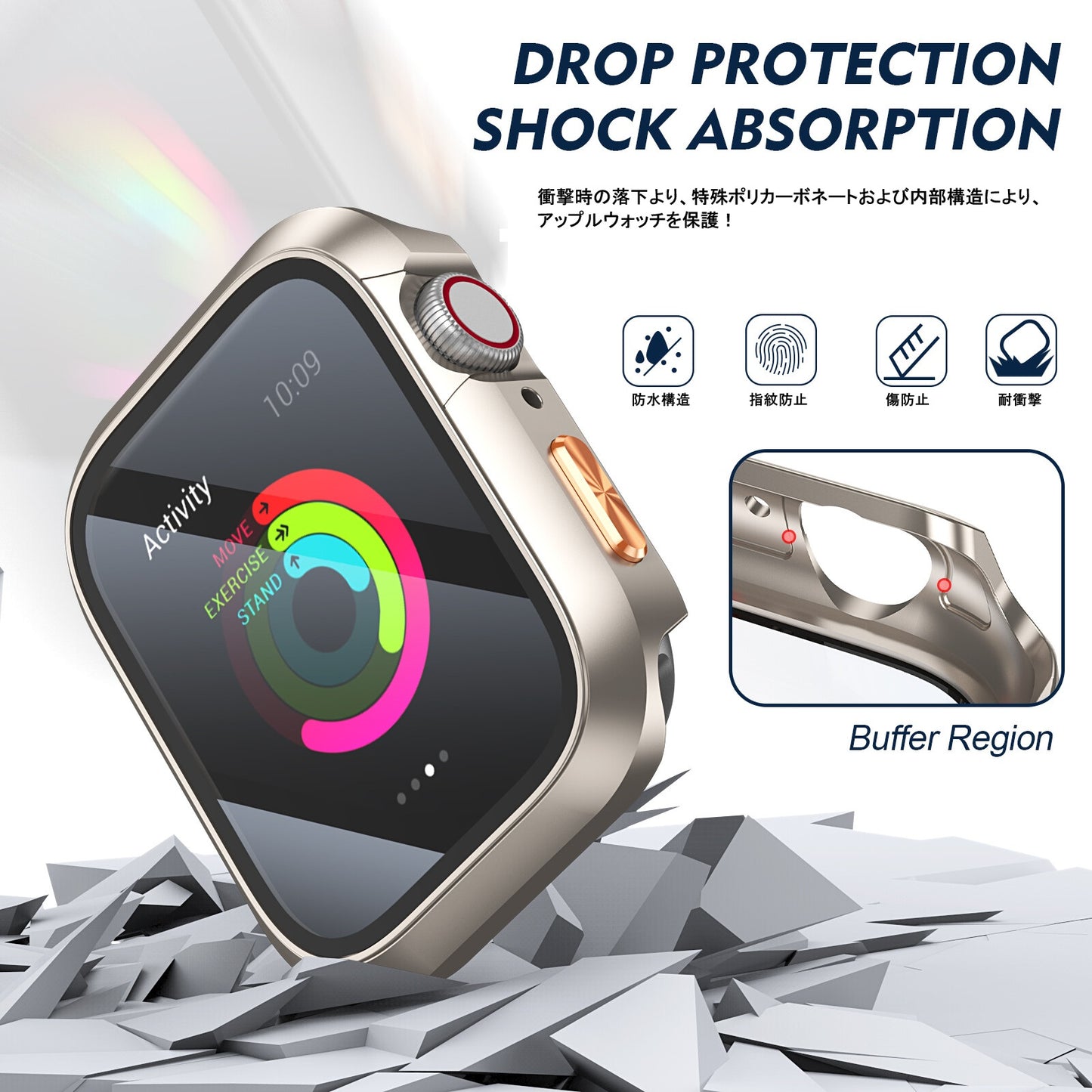 【6色展開】アップルウォッチ オレンジワンポイント カバー 防水 SE  AppleWatch カバー ケース 40mm 41mm 42mm 44mm 45mm 46mm 49mm